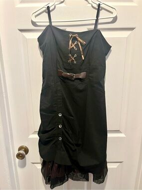 Vintage Vitrin Design Dress Goth Alt Steampunk Black Large Women Tulle Lace